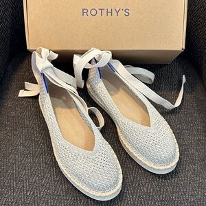 Rothy's Diamond Metallic Espadrille with Ribbon Accents